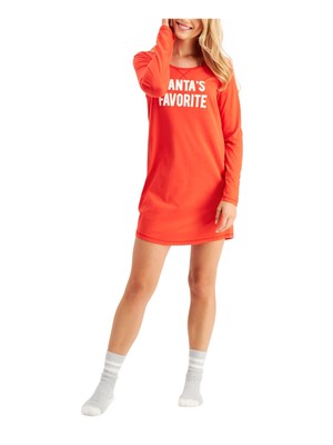 

JENNI Intimates Red Metallic Glitter Holiday Nightgown, Красный