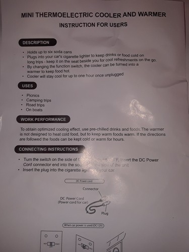 Thermo electric cooler warmer 12 volt holds 6 soda cans red NEW Travel Cool