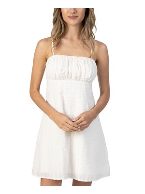 БЕЗМОЛВНОЕ женское короткое платье из хлопчатобумажной смеси цвета слоновой кости с завязкой на спине L