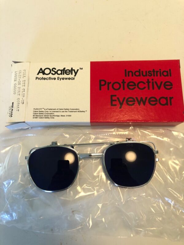 Vtg AO Safety Cobalt Blue Welding Clip-On/FlipUp Full Lense Sunglasses/Steampunk