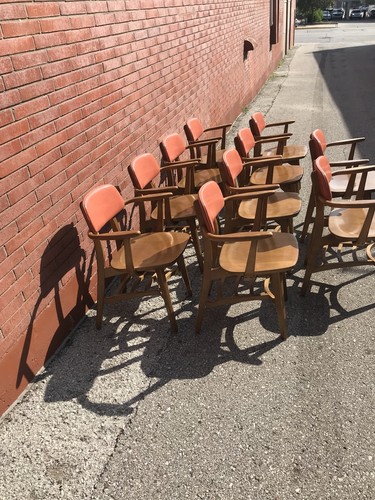 Set Of 10 1960’s Mid Century Modern Maple Arm Chairs Nice Look Myrtle Chair Co