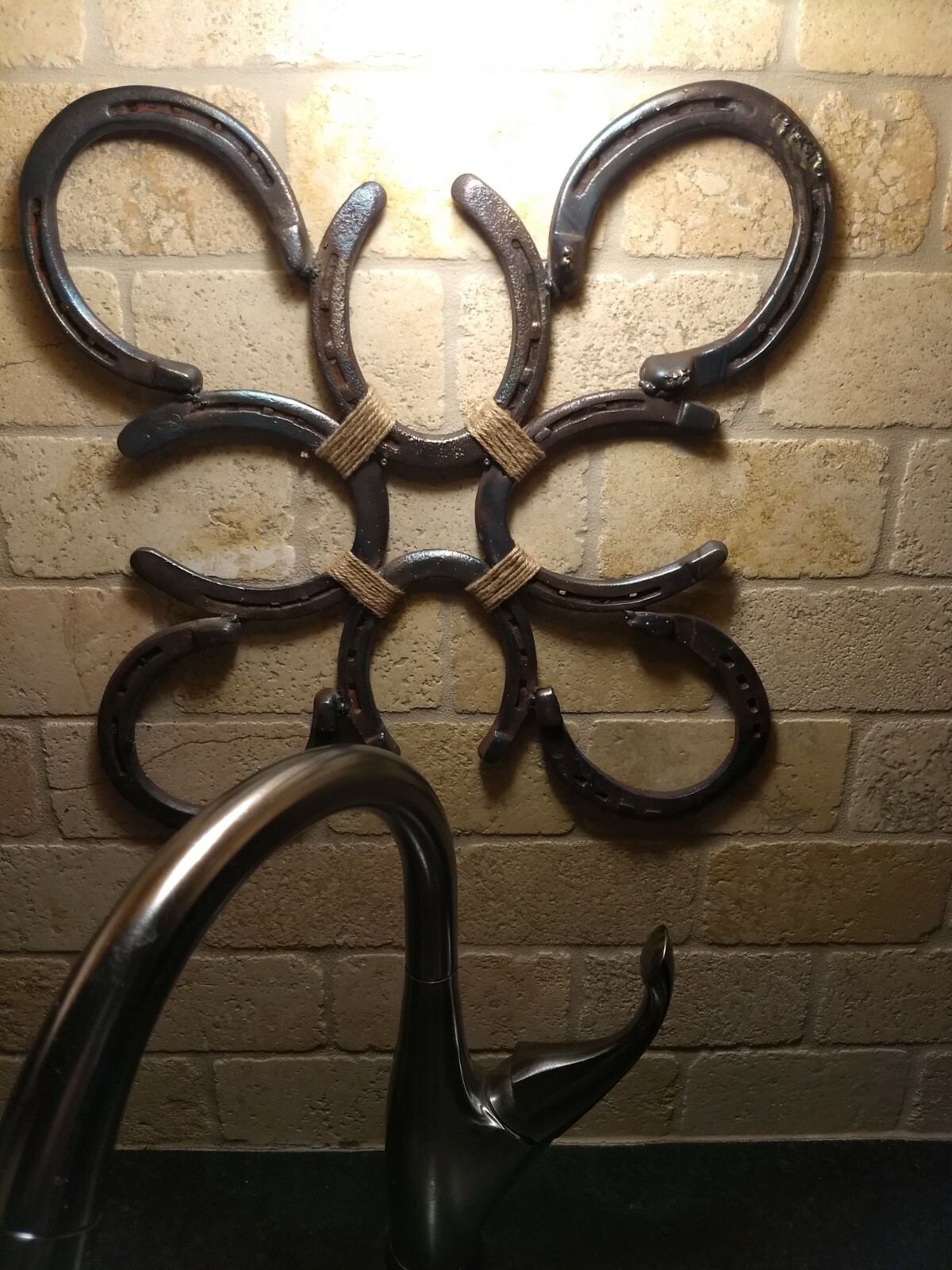 Steel Horseshoe Cross Wall Art Home Decor