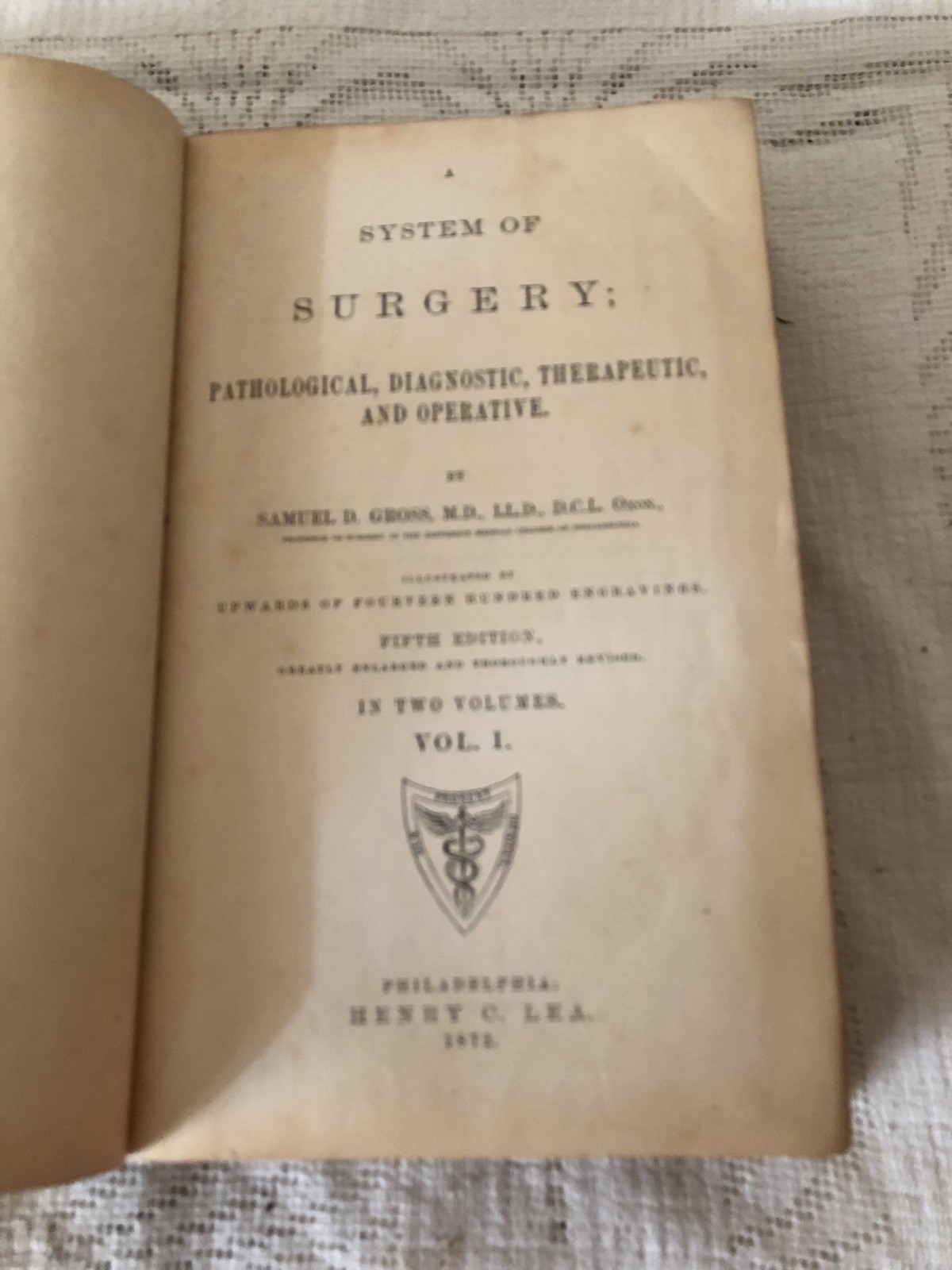 Antique Medical Book.  System Of Surgery By Gross Vol 1&2. 1872