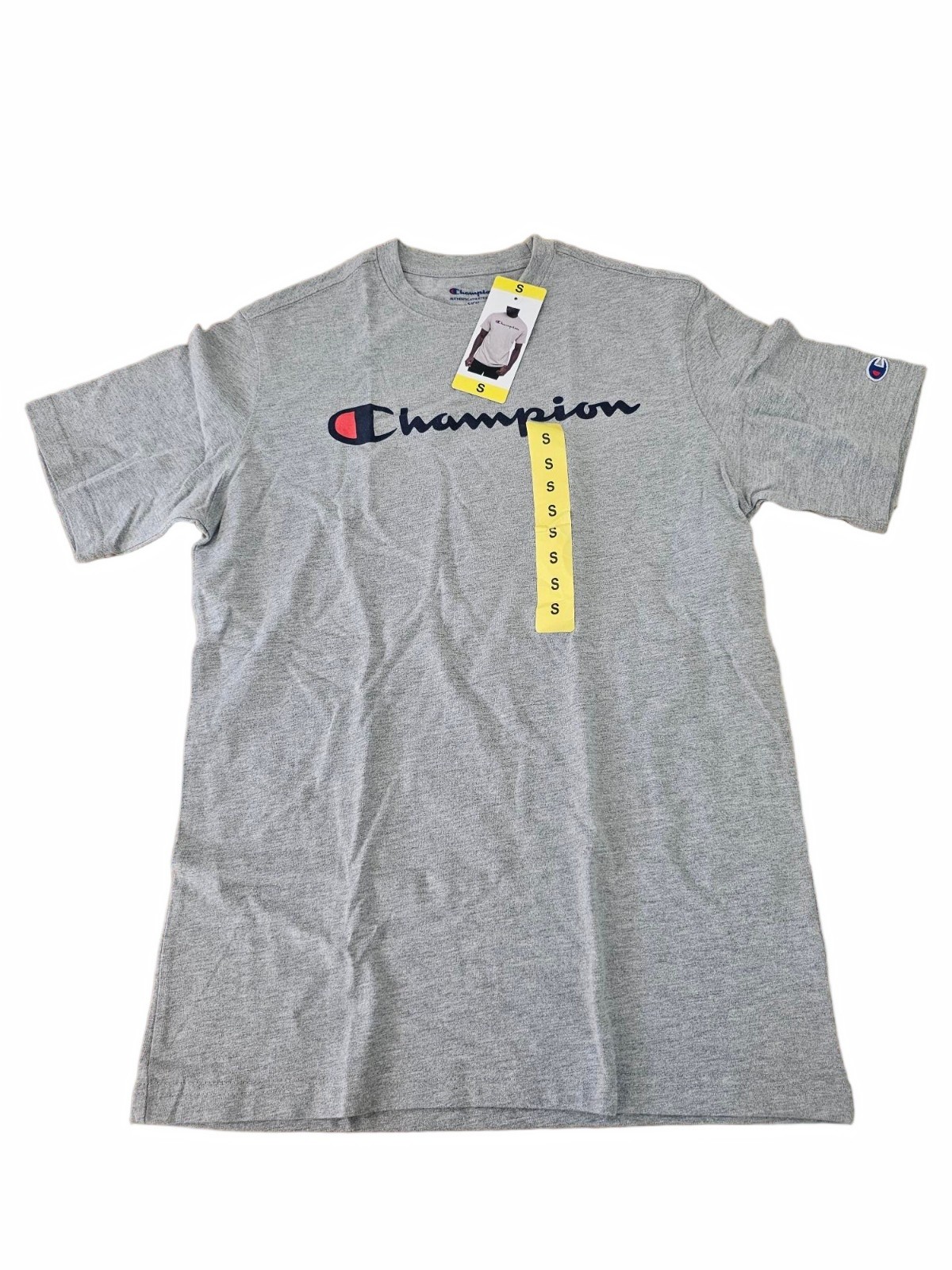 Champion Men’s Classic Graphic Logo Short Sleeve T-Shirt - SMALL - GREY