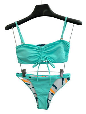 Maaji  Reversible Bandeau Top & Split Strap Reversible Bikini Bottom sz M