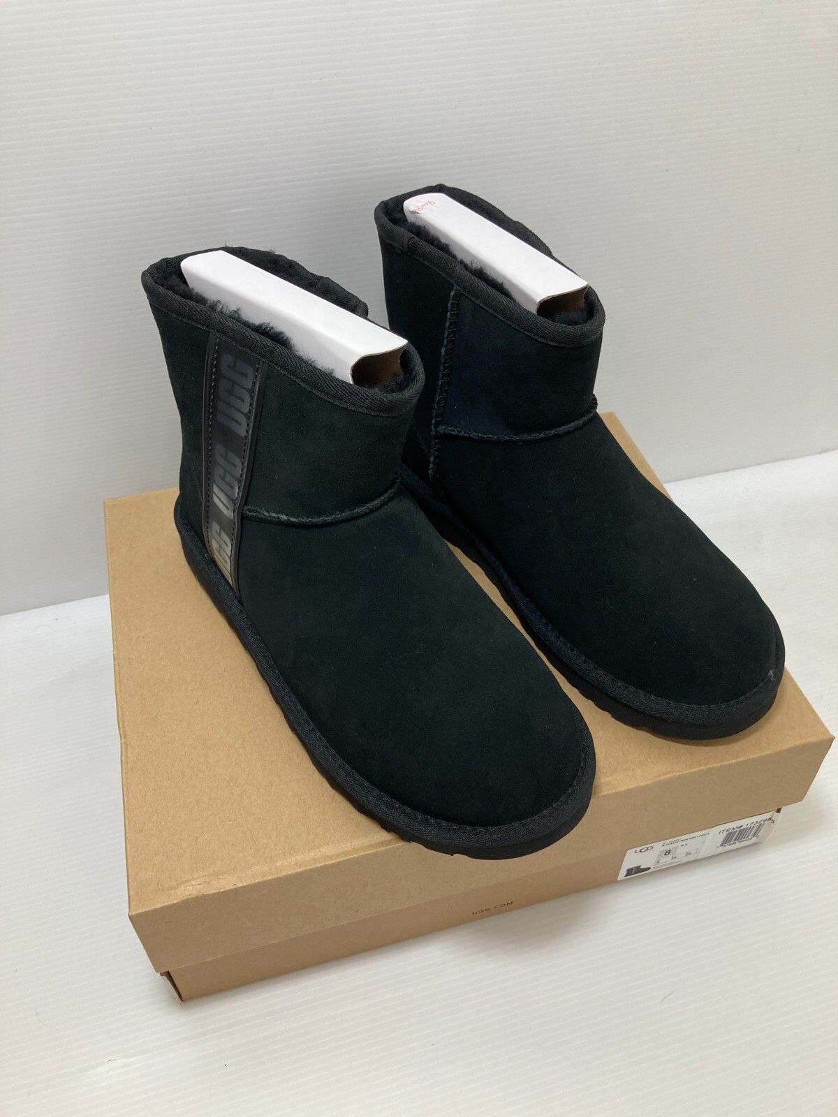 UGG Classic Mini Logo Women's Black Suede Shearling Boots