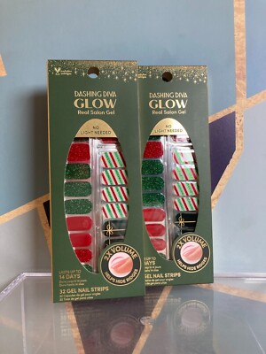 Dashing Diva Glow Christmas/Festive Holiday Nail Strips 2 pack