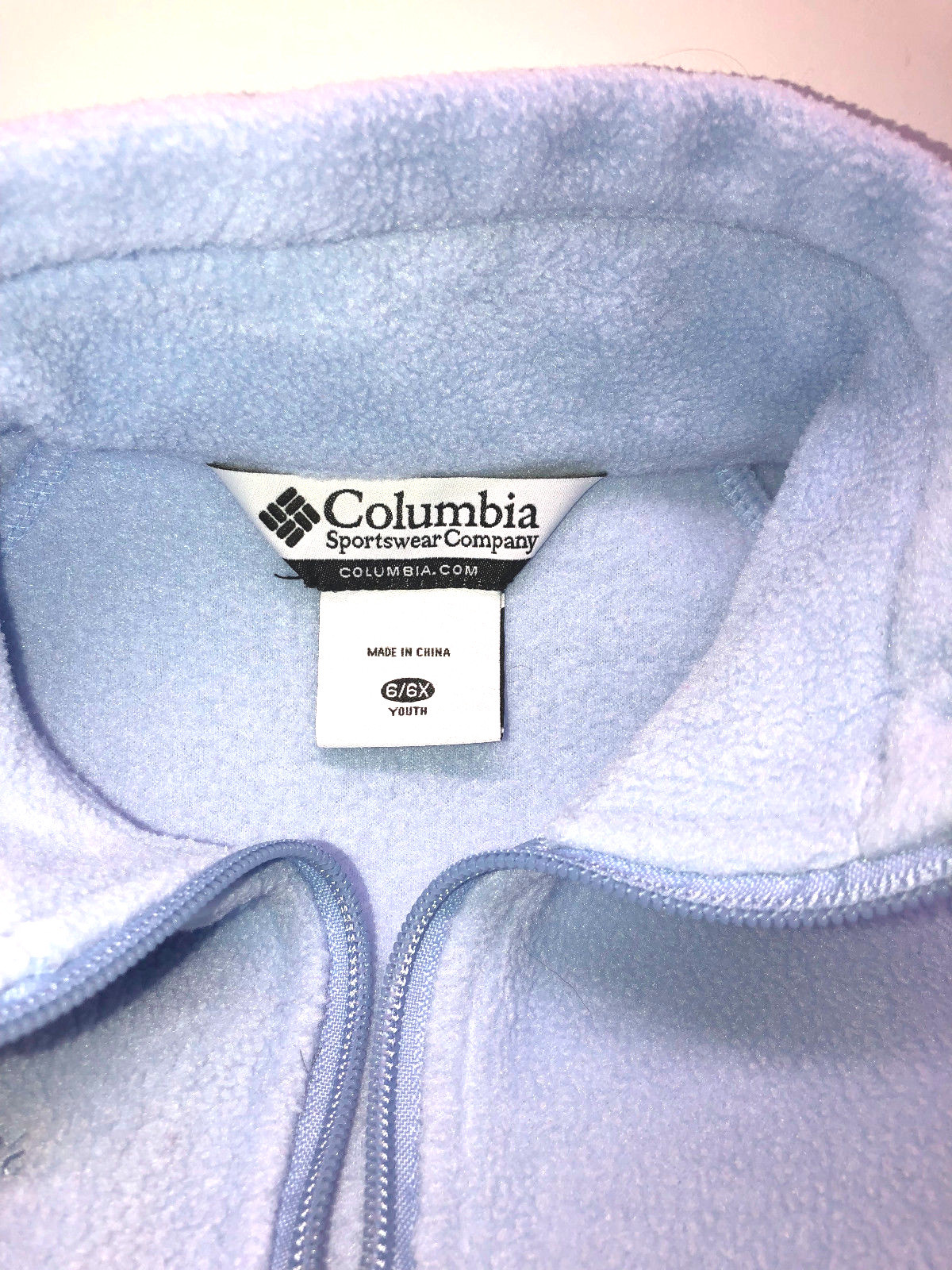 Precious COLUMBIA Fleece Zip Front Jacket, Powder Blue Sz  6/6S Youth