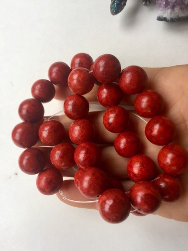 16” Beads, Sponge CORAL /color Red/ 13mm Round