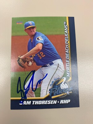2021 Myrtle Beach Pelicans Team Set Card Sam Thoresen SIGNED AUTO Autograph