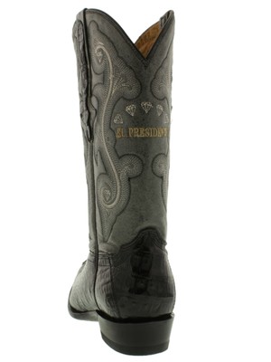 Pre-owned El Presidente Mens Real Black Crocodile Western Hornback Leather Cowboy J Toe Rodeo Boots
