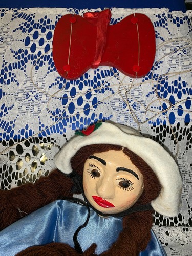 Vintage Marionette Paper Mache Head/Hands/Feet W/cloth Body String Puppet Toy