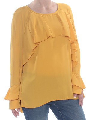 

Женская желтая блуза ECI с оборками и расклешенными рукавами, Желтый