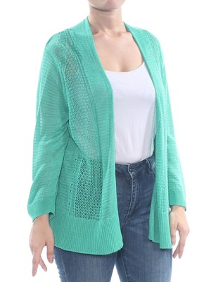 

ALFANI Женский открытый кардиган в рубчик цвета морской волны с длинными рукавами, Aqua