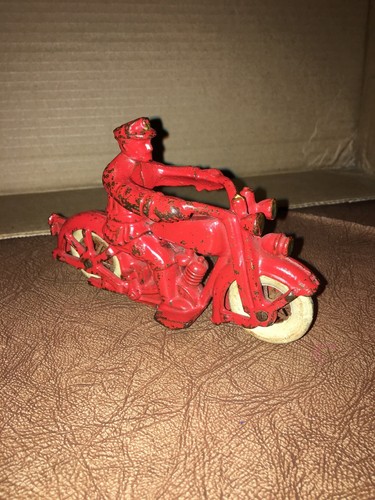 Vintage Hubley Cast Iron Harley Davidson Motorcycle Toy