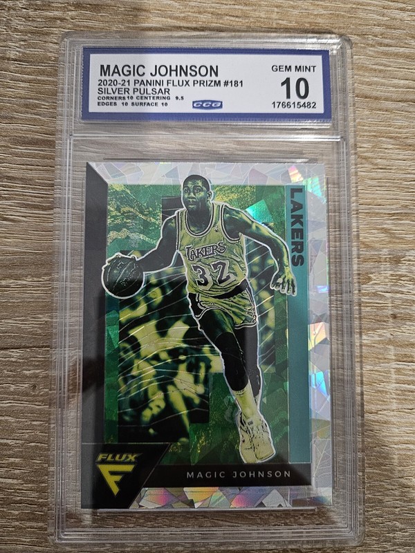 Magic Johnson 181 Panini Prizm 2020 Silver Pulsar Gem 10