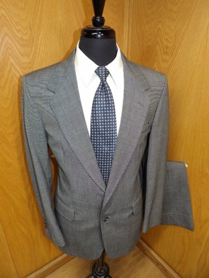 Angelica Suit 38r 32 x 27 Poly Rayon Gray Micro weave Union USA T#402