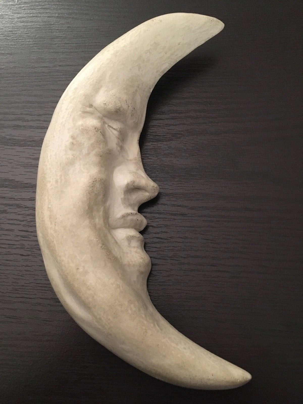 Crescent Moon Man Hepcat Bohemian Hipster Grey Cast Stone wall art Sculpture
