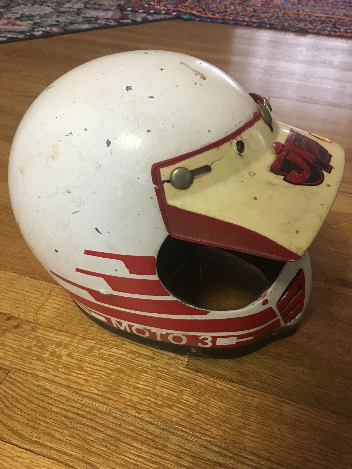 Vtg 70s 80s BELL MOTO STAR 3 Motocross Racing helmet Size 7-1/4 58cm JT Sticker