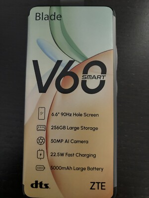 ZTE Blade V60 Smart 256GB 6.06 Display Factory Unlocked Android Cell phone BK