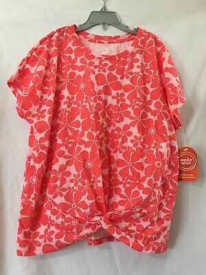 New Wonder Nation Girls Twist Front Top Blouse Short Sleeve Floral Many sizes