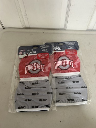 OHIO STATE BUCKEYES FOCO 2 PIECE FACE MASK COVERINGS Red Grey, 2 Pack, New #8
