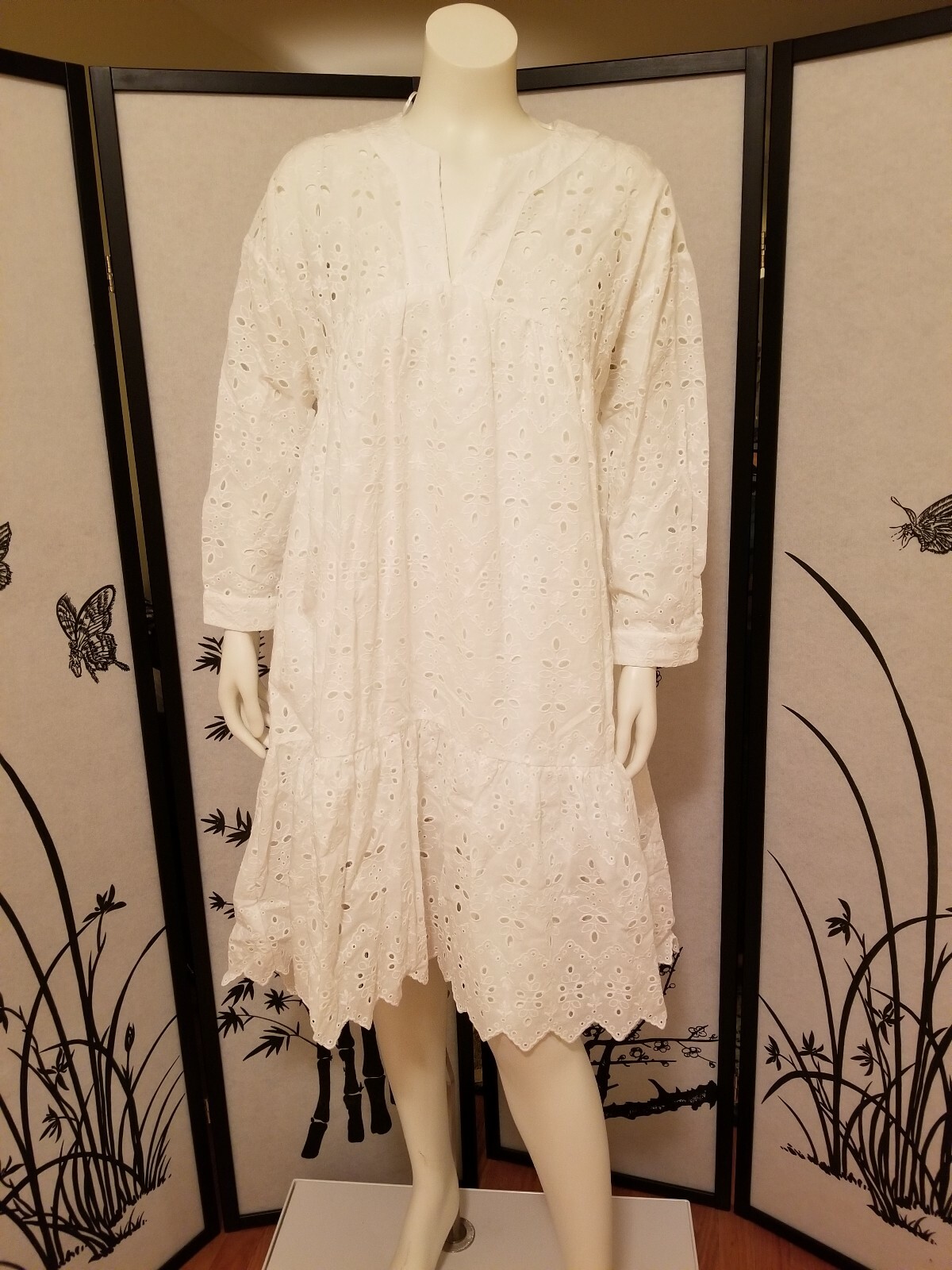 ワンピース Embroidery Collar Front Open Dress SHEIN Najma Patchwork Embroidered Weaving Strap V-Neck