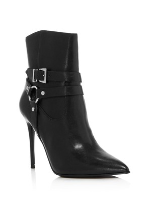 

AQUA Женские черные кожаные сапоги на шпильке с острым носком и заклепками Jolt, 6 м, Черный, AQ-JOLT