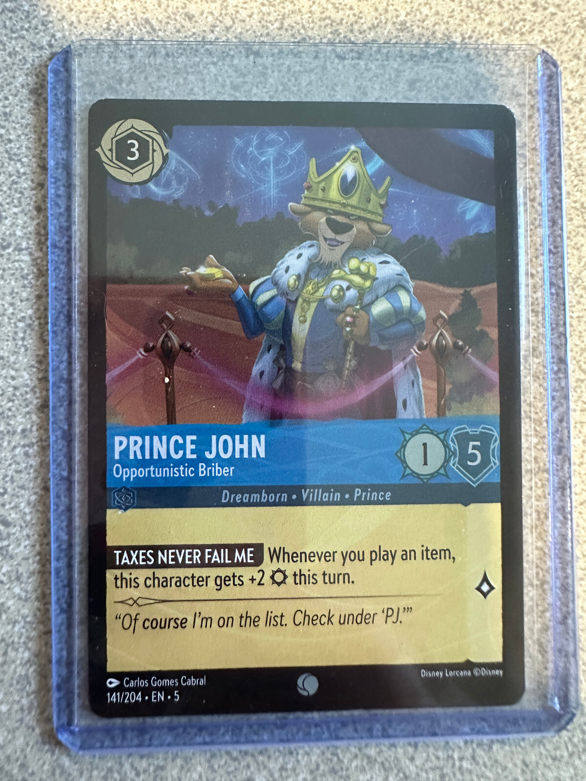 水上のユーフォリア　SP PSA10 DISNEY LORCANA PRINCE JOHN FOIL 141/204 SAPPHIRE SHIMMERING