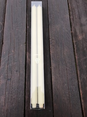 Pair of 24'' XL Root Gentry Tall Ribbed Ivory Candles
