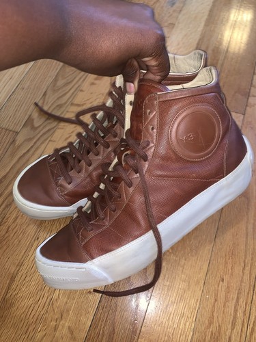 Y-3 Adidas Hejarklack Hi Top Leather Brown Sneaker Men's 9 | eBay