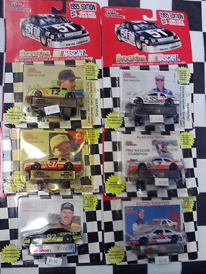 LOT OF 6- 1/64 NASCAR Racing Cars Cards Parsons Cope Keller Pearson Sawyer 