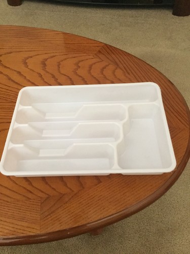 White Plastic Flatware Silverware Holder Drawer Organizer