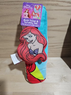 Licensed Character Kids Bath/Beach Towel And Scrubby Set  - Ariel Mermaid