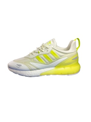 adidas ZX 2K Boost 2.0 Mens 11.5 White/Semi Solar Slime Athletic Running Shoes 