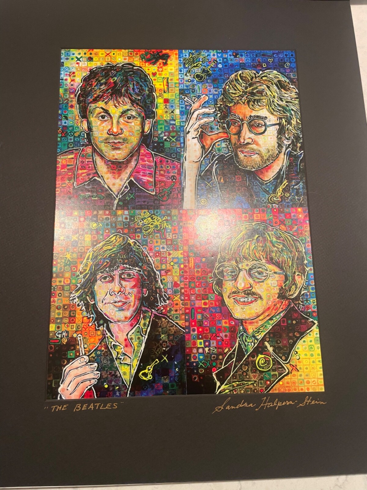 絵画 Beatles 2-signed prints Sandra Halpern Stein Beatles /Hendricks NOT