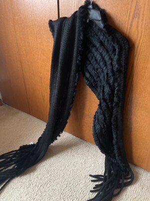 NWT La Fiorentina Genuine Rabbit Fur Fringe Scarf $329