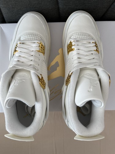 Pre-owned Jordan Size 11.5w/10m- Air  4 Retro Metallic Gold W In White