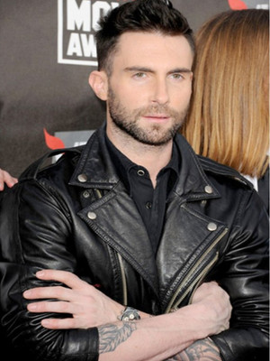 Adam Levine Maroon Singer Music Concert Men's Genuine Leather Black Biker Jacket