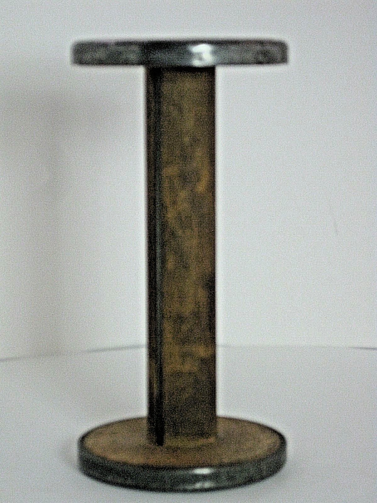 Spool Wood Wooden MetalThread Textile Candle Stick Holder Vtg Large 12