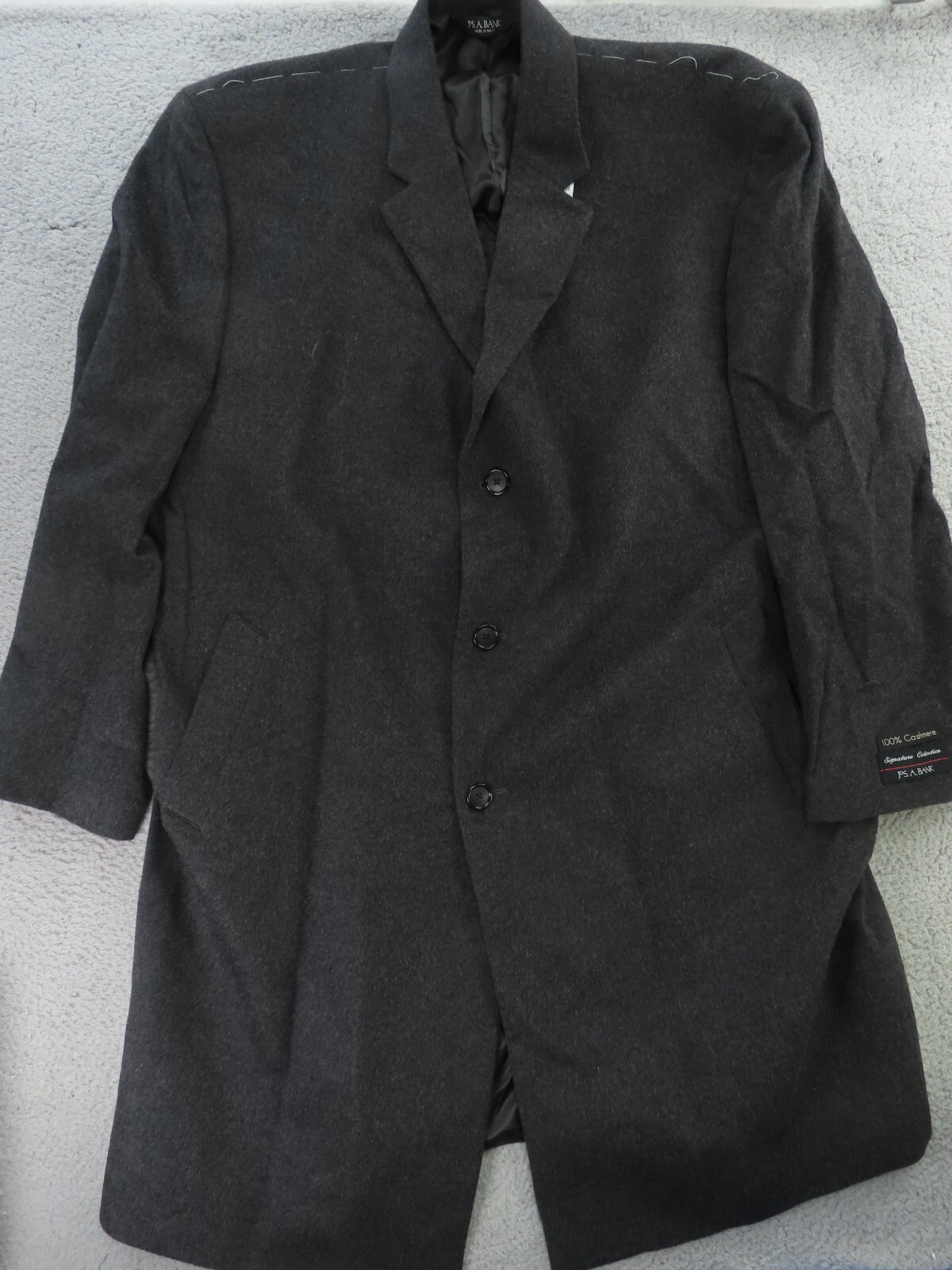 Pre-owned Jos. A. Bank Jos A Bank Over Coat Jacket Mens 50r Charcoal Gray 100% Cashmere