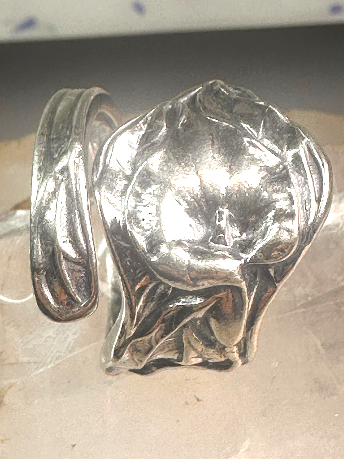 Spoon ring Arum Calla Lily band sterling silver size 8 sterling silver