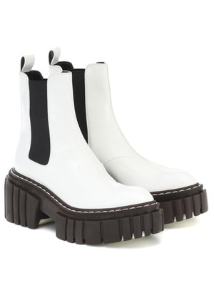 

STELLAMCCARTNEY Женские белые 2-дюймовые сапоги Emilie с миндалевидным носком на платформе и каблуке белого цвета, Белый, 800251N0132