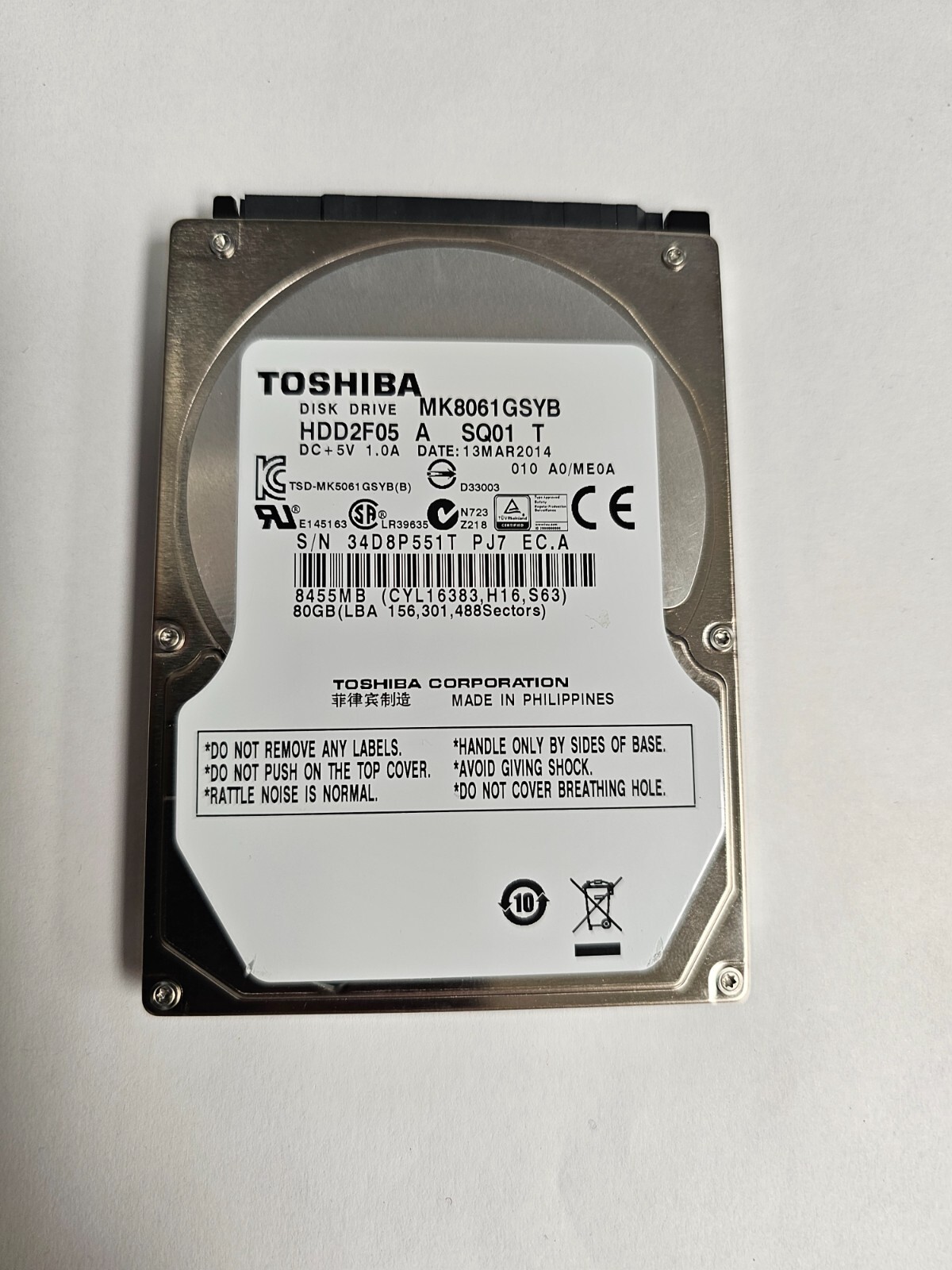 Toshiba MK8061GSYB 80Gb SATA 2.5