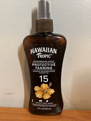 NEW Hawaiian Tropic 8oz Protective Tanning Sunscreen Oil Spray SPF 15