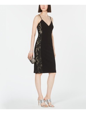 

VINCE CAMUTO Женское Черное Коктейльное Платье Без Рукавов До Колена Body Con, Черный