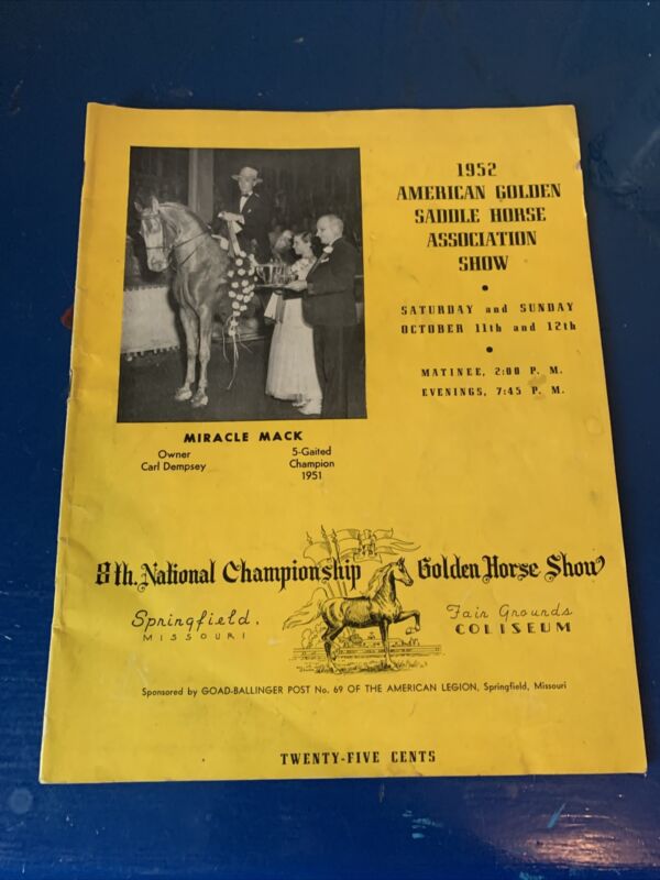 1950s American Golden Saddle Horse Association Show Program Booklet Miracle Mack