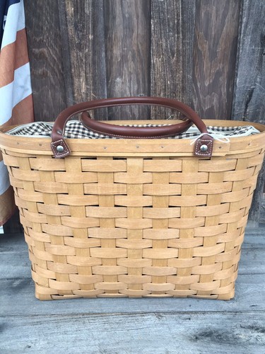 Longaberger Extra Large Boardwalk Basket Khaki Check Liner Protector