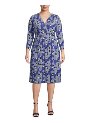 

ANNE KLEIN Женское темно-синее платье длиной ниже колена с длинными рукавами + расклешенное платье размера плюс, Navy