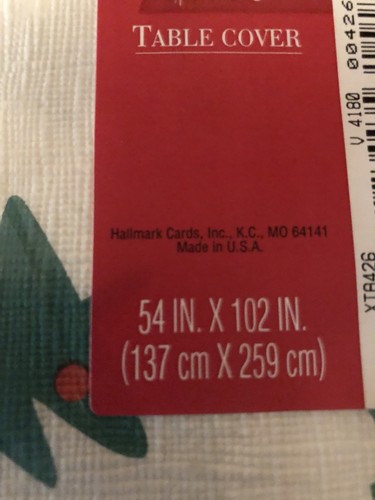 Hallmark Table Cover Paper Tablecloth Vintage Christmas Tree 54